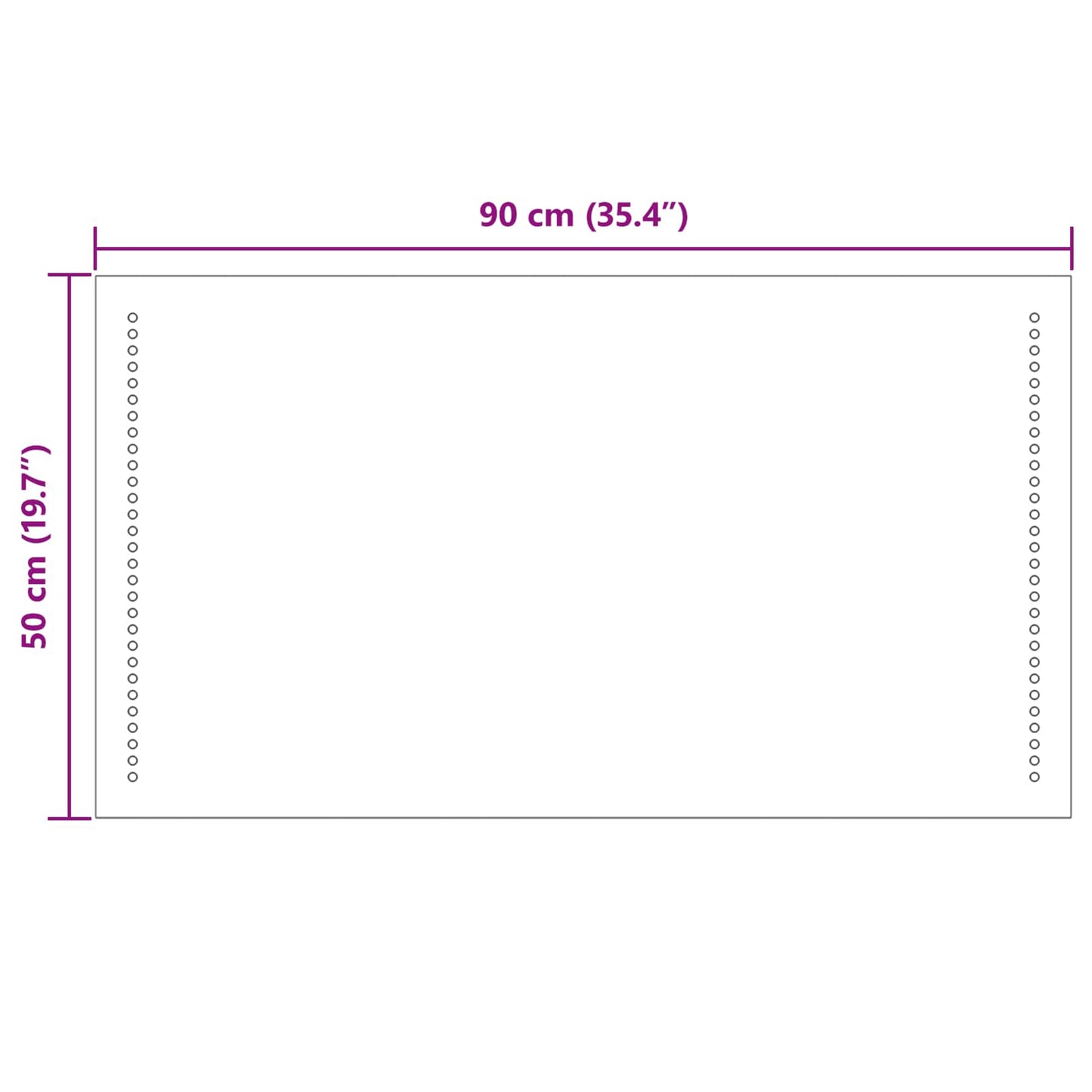 LED Badevindu Gjennomsiktig 90 x 50 cm herdet glass Rektangulær