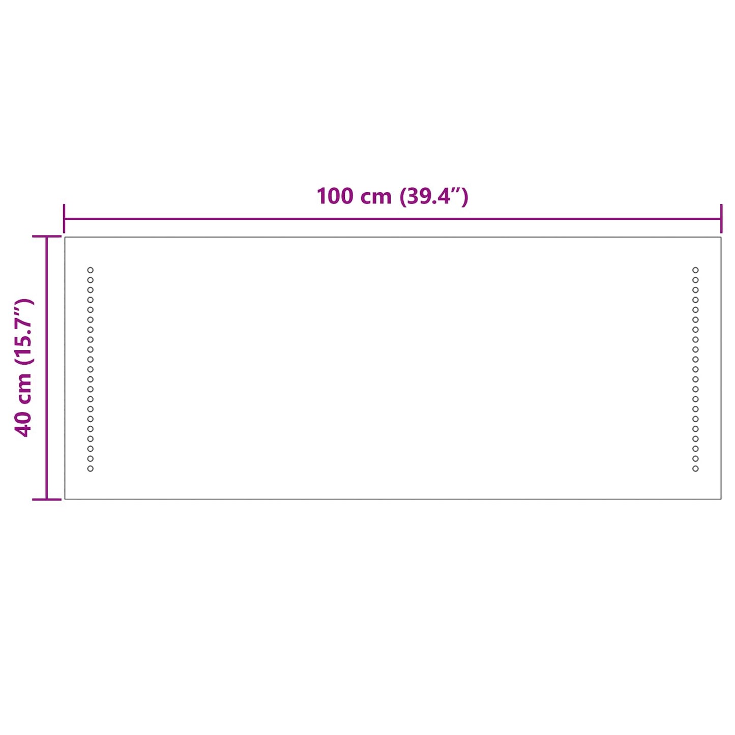 LED Badevindu Gjennomsiktig 100 x 40 cm herdet glass