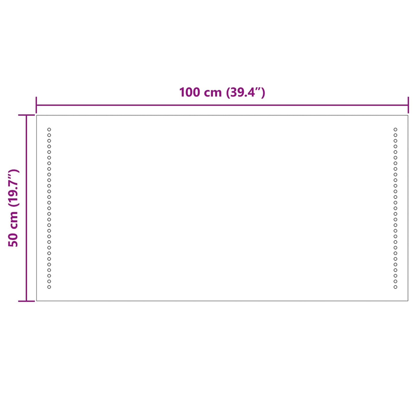 LED Badevindu Gjennomsiktig 100 x 50 cm herdet glass