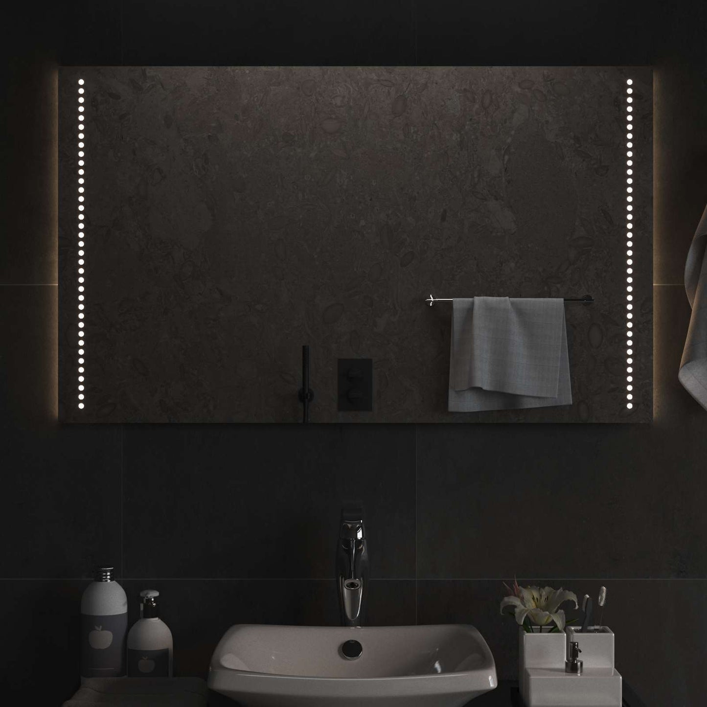 LED Badevindu Gjennomsiktig 100 x 60 cm herdet glass
