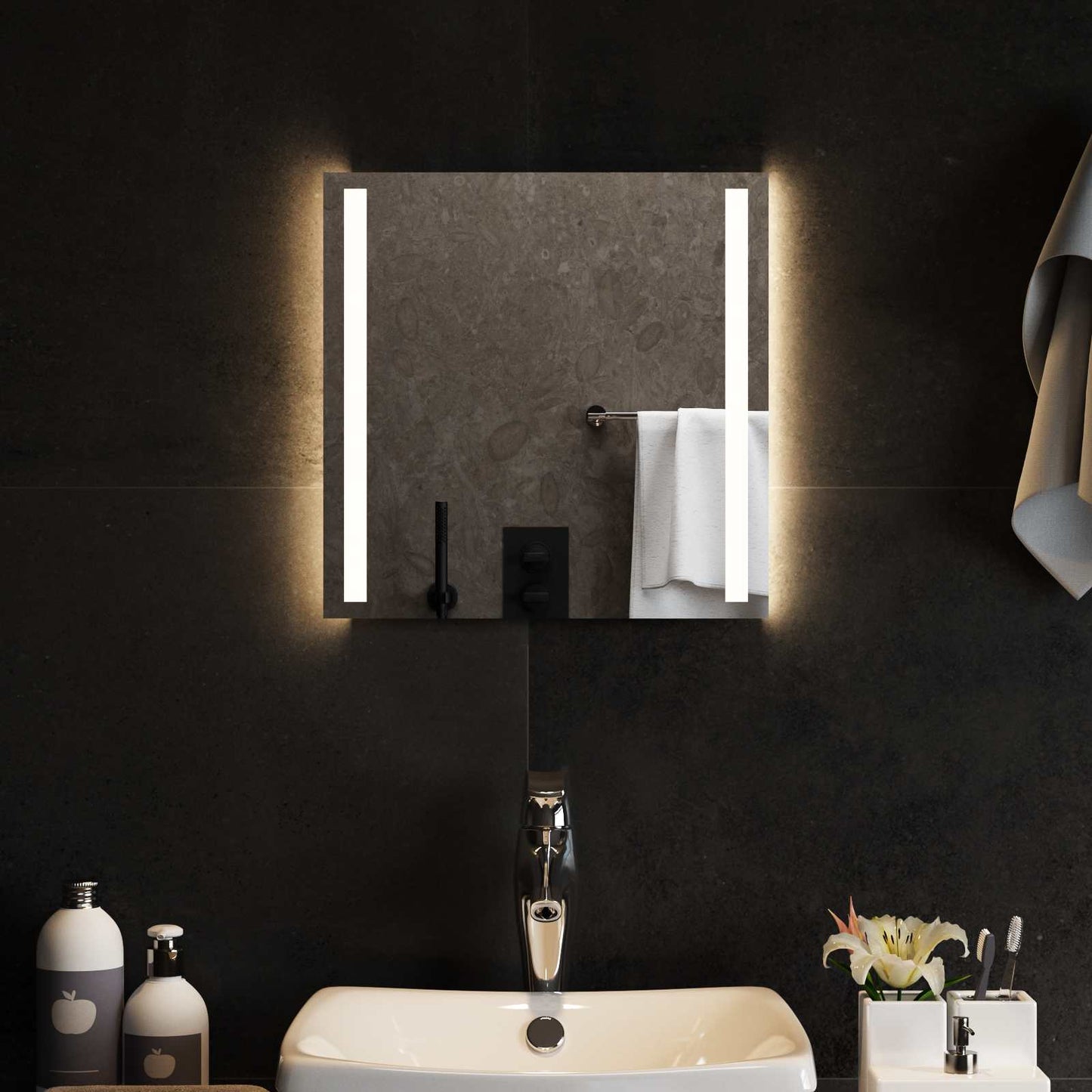 LED Badevindu med speil Gjennomsiktig 40 x 40 cm herdet glass