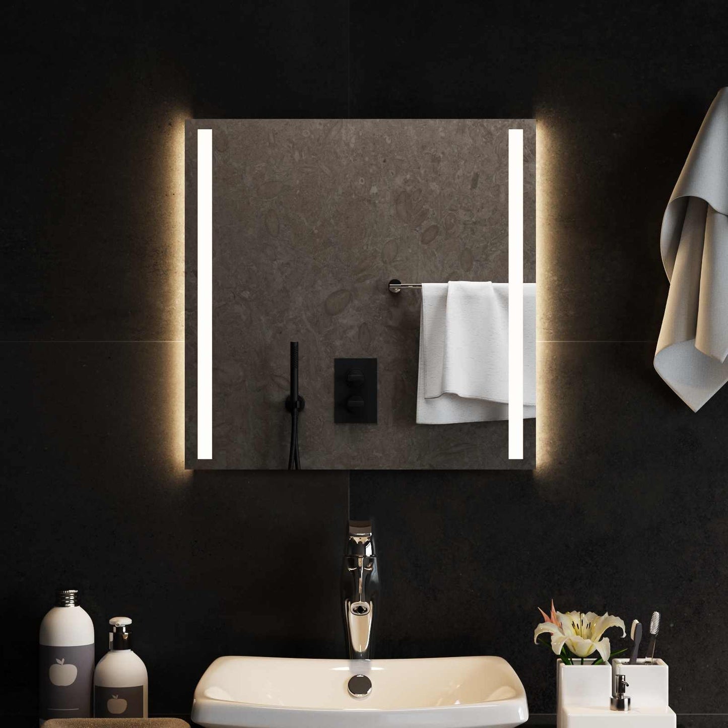 LED Badevindu med speil Gjennomsiktig 50 x 50 cm herdet glass