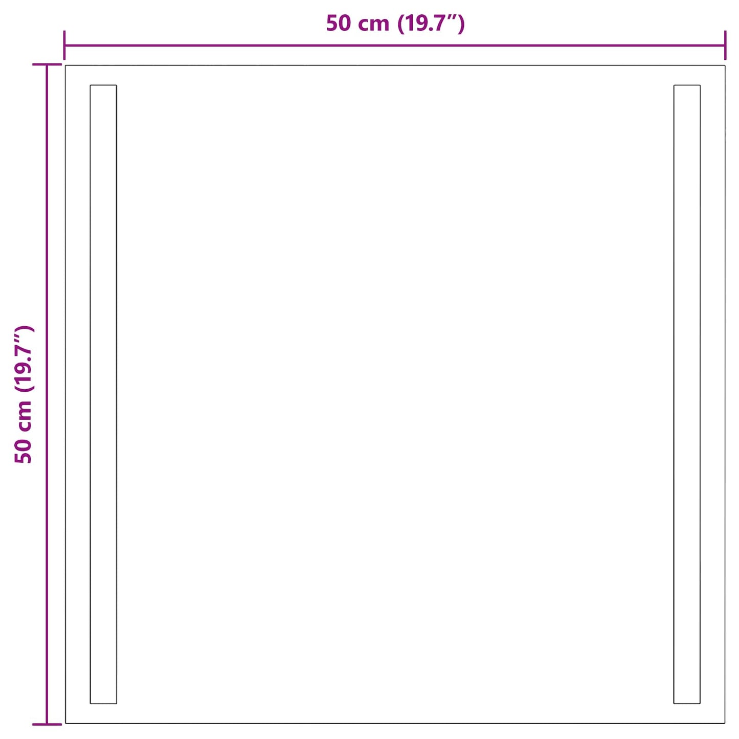 LED Badevindu med speil Gjennomsiktig 50 x 50 cm herdet glass