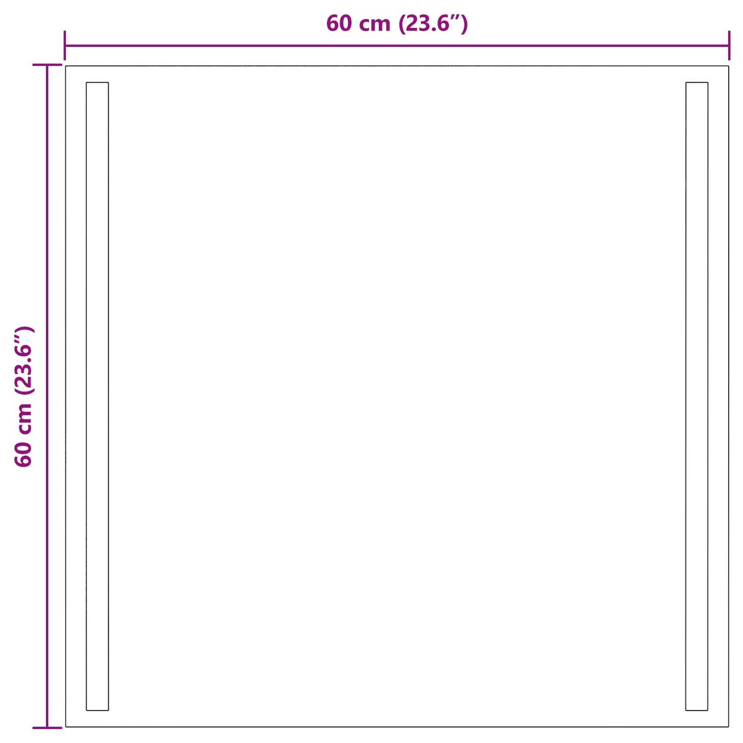 LED Badevindu med speil Gjennomsiktig 60 x 60 cm herdet glass