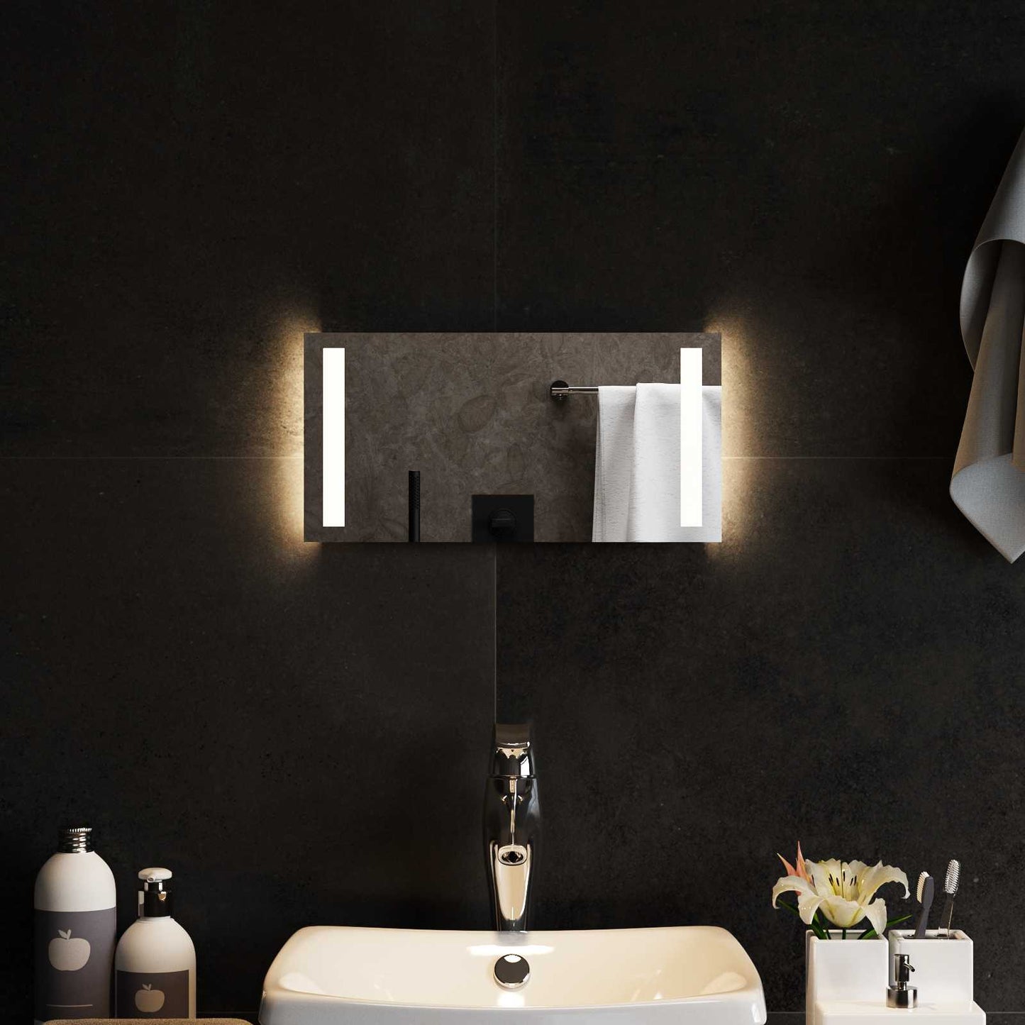 LED Badevindu med speil Gjennomsiktig 40 x 20 cm herdet glass