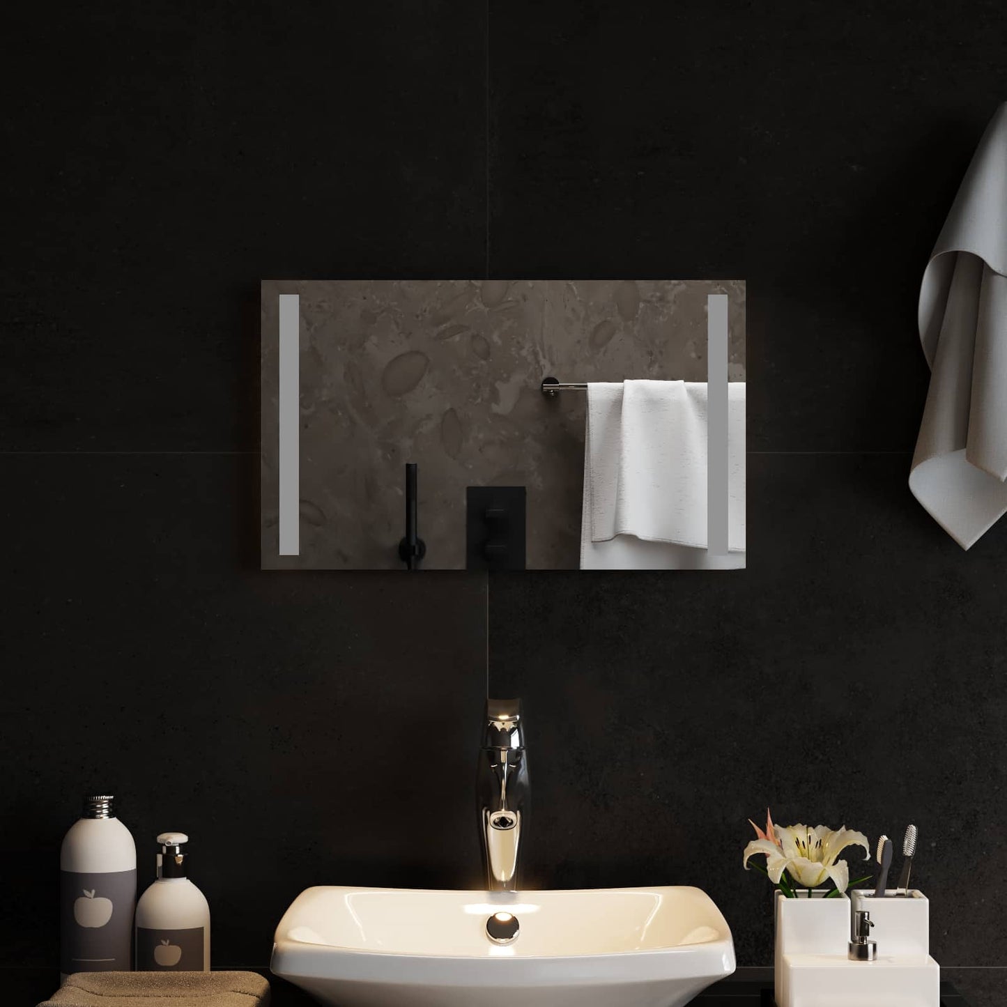 LED Badevindu med speil Gjennomsiktig 50 x 30 cm herdet glass