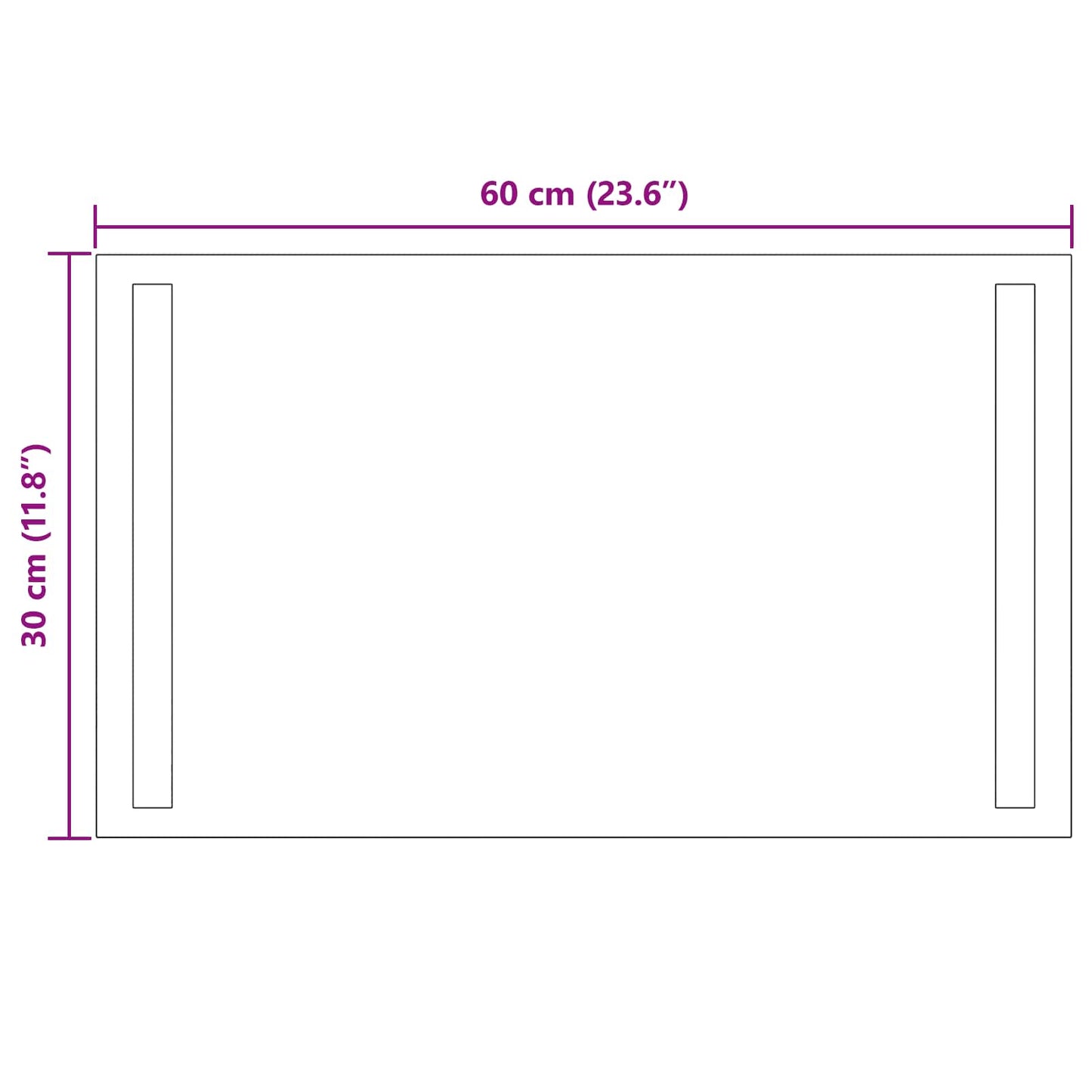 LED Badevindu med speil Gjennomsiktig 60 x 30 cm herdet glass