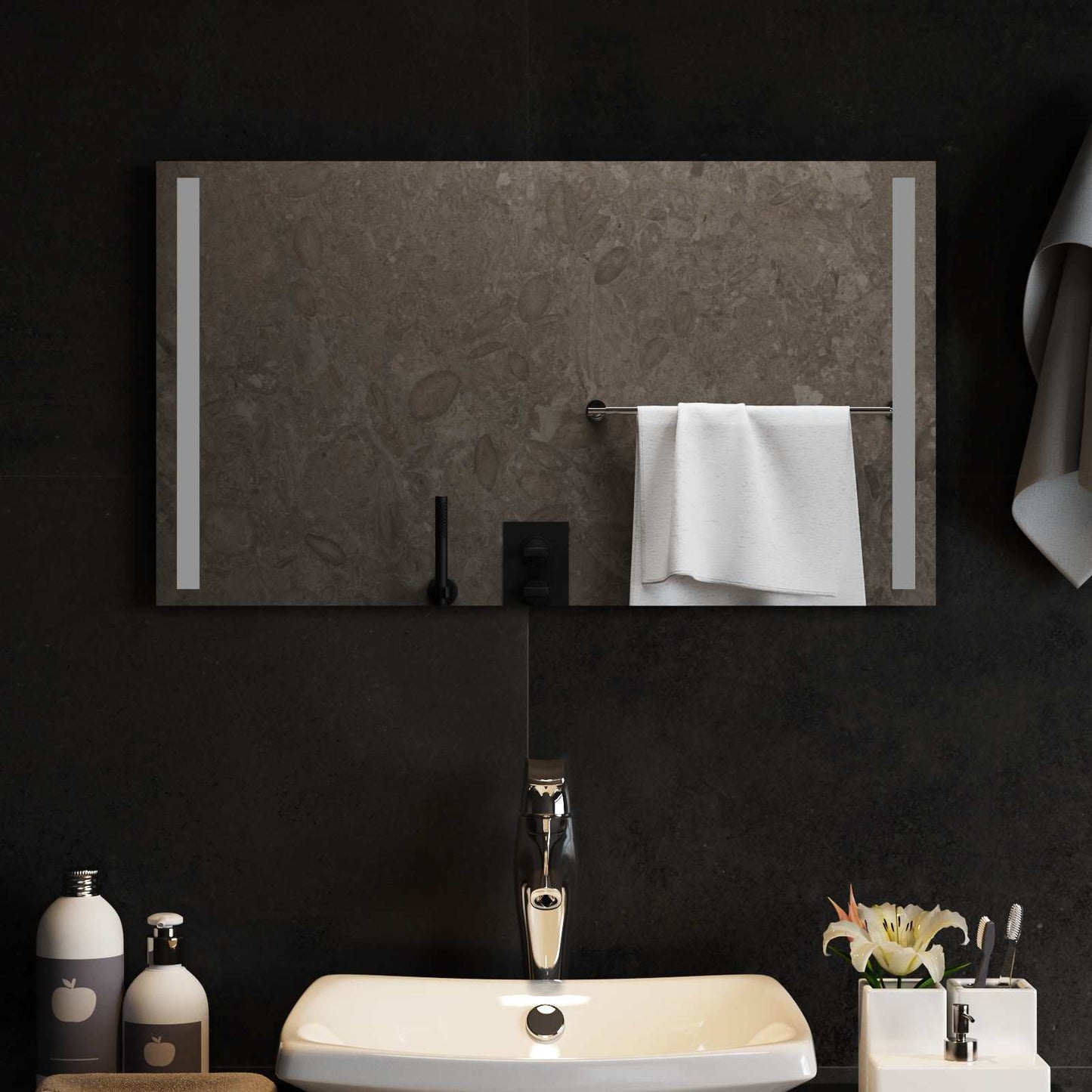 LED Badevindu med speil Gjennomsiktig 70 x 40 cm herdet glass