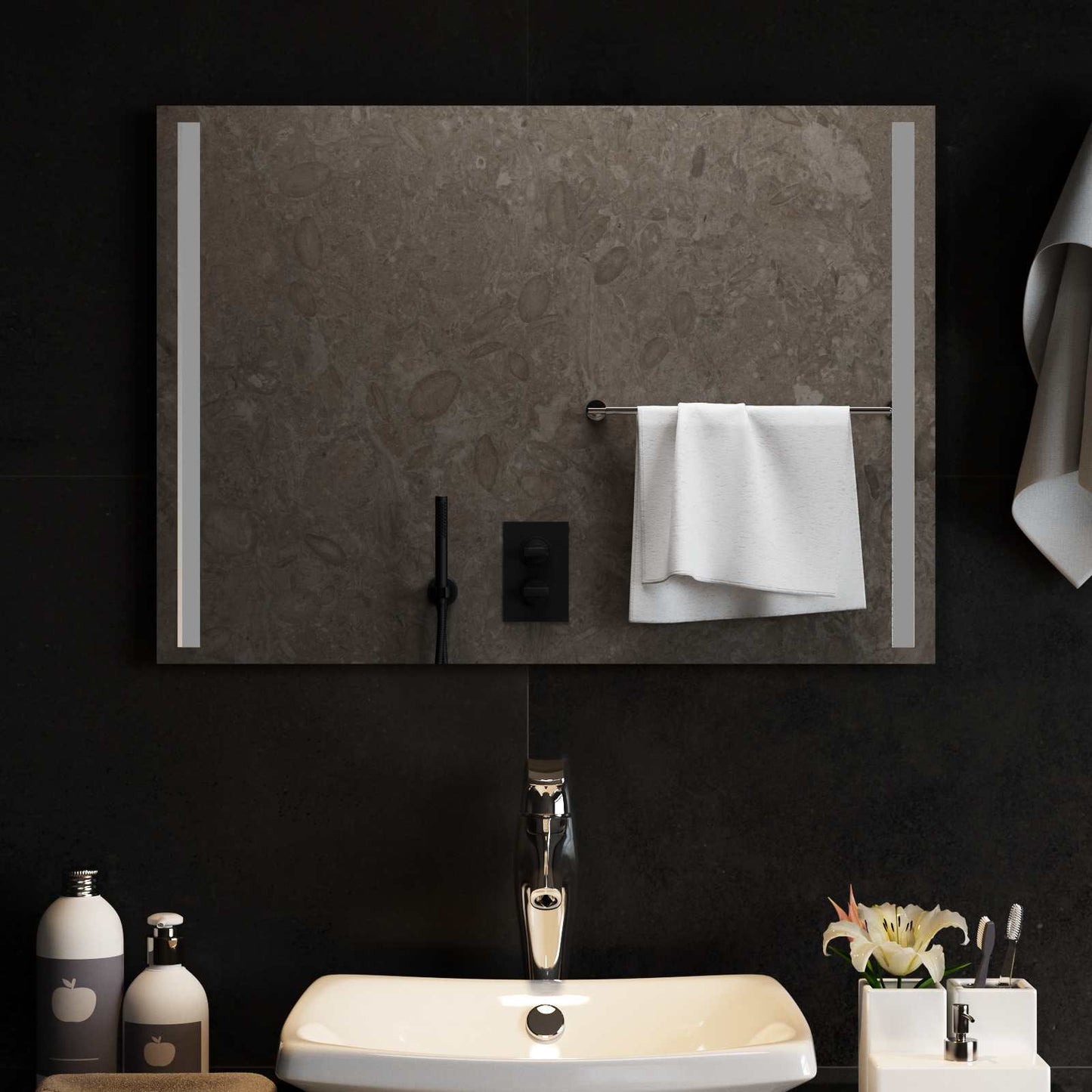 LED Badevindu med speil Gjennomsiktig 70 x 50 cm herdet glass