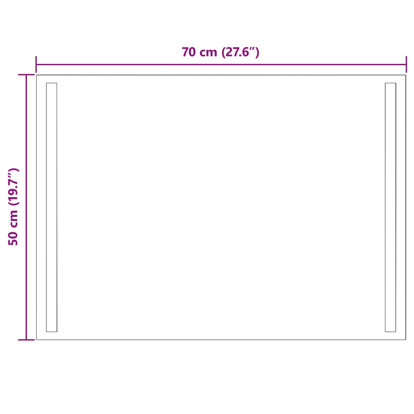 LED Badevindu med speil Gjennomsiktig 70 x 50 cm herdet glass