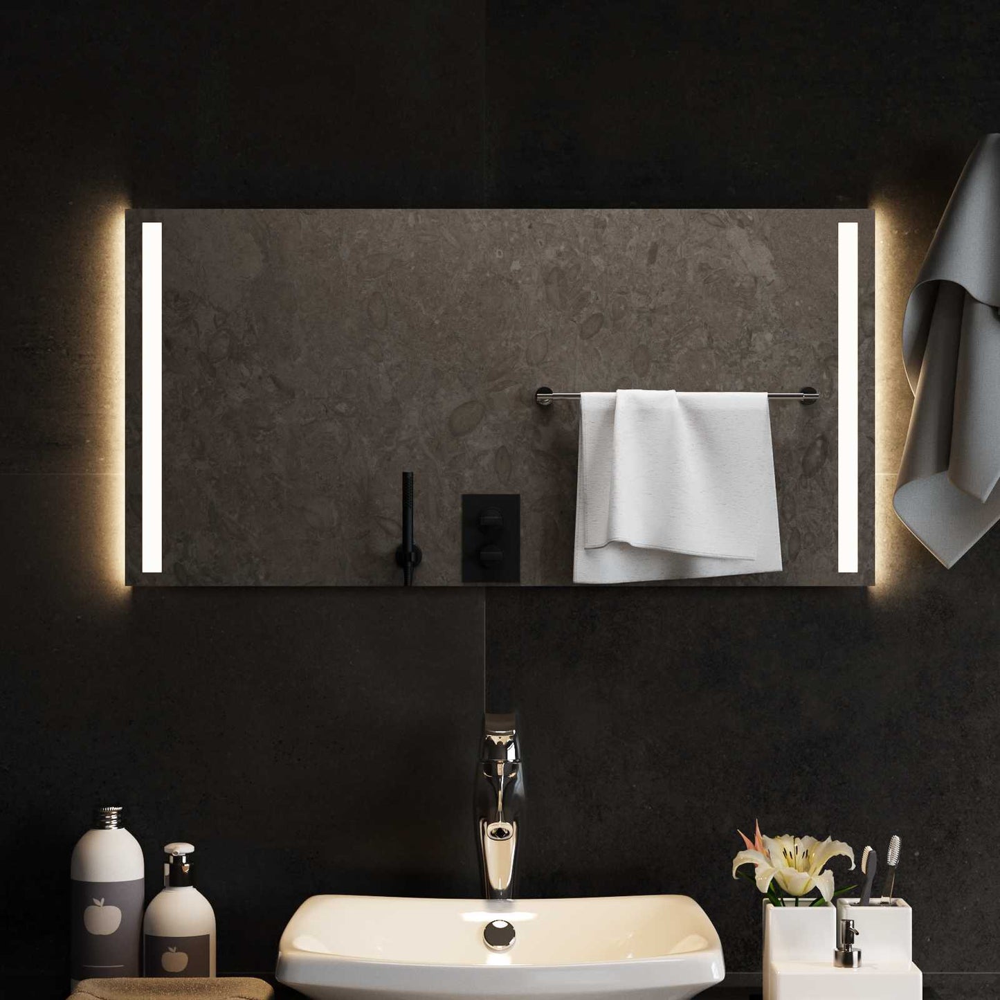 LED Badevindu med speil Gjennomsiktig 80 x 40 cm herdet glass
