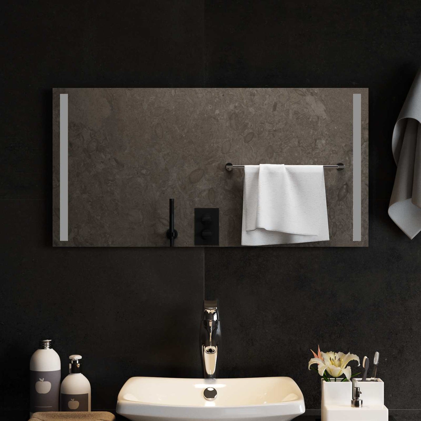 LED Badevindu med speil Gjennomsiktig 80 x 40 cm herdet glass