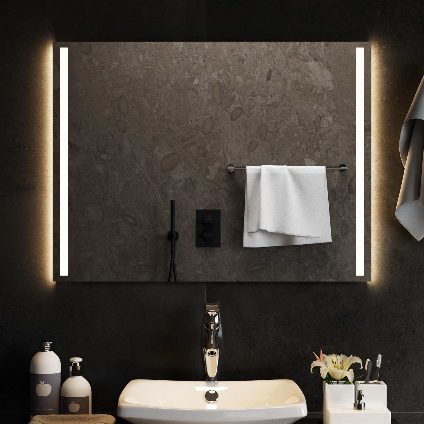 LED Badevindu med speil Gjennomsiktig 80 x 60 cm herdet glass