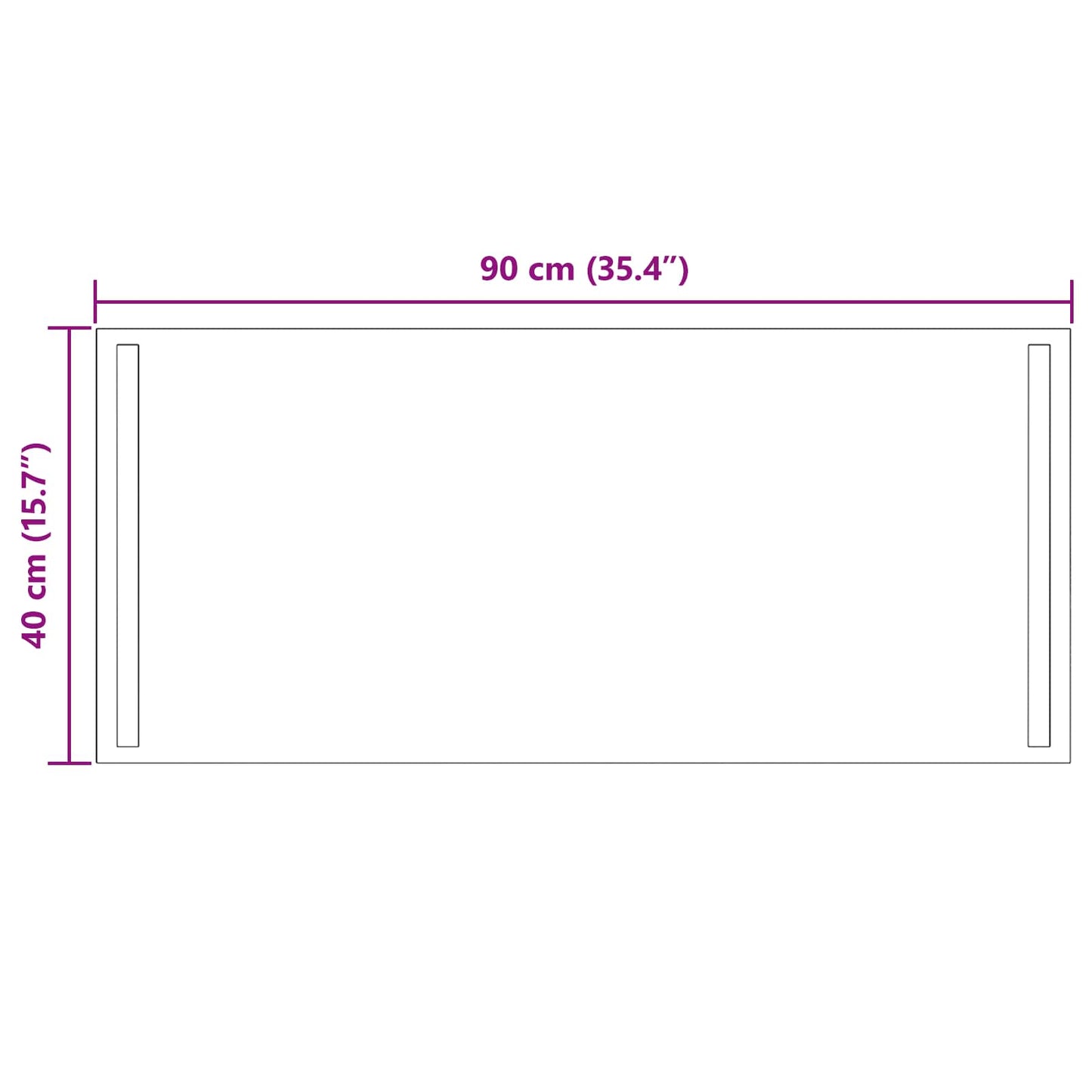 LED Badevindu med speil Gjennomsiktig 90 x 40 cm herdet glass