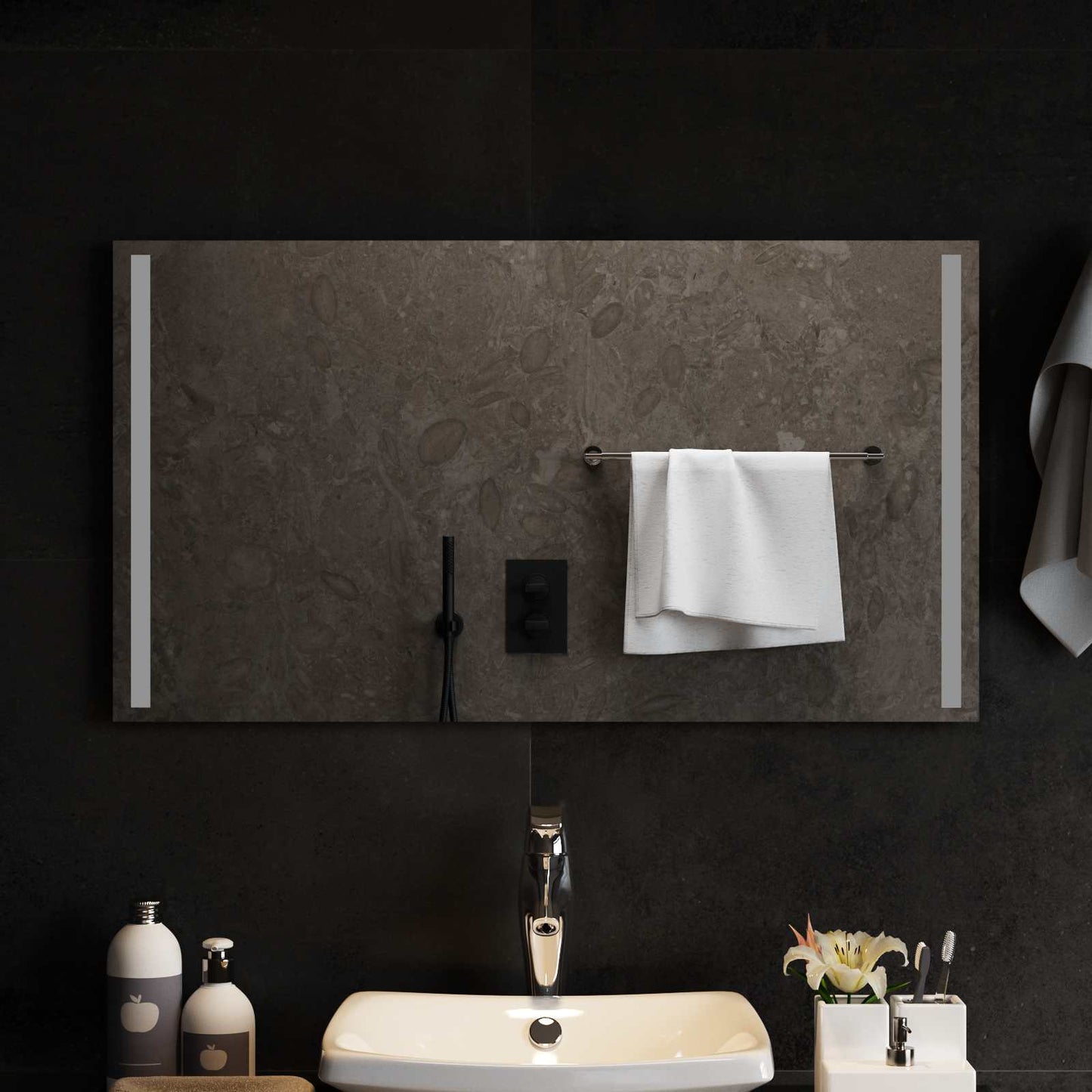 LED Badevindu med speil Gjennomsiktig 90 x 50 cm herdet glass