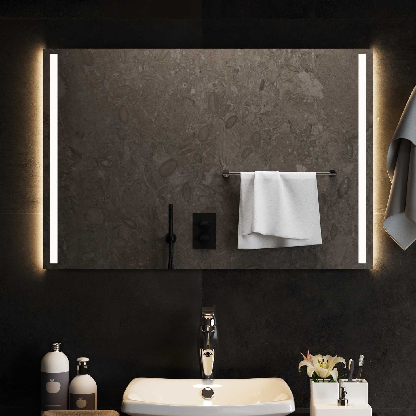 LED Badevindu med speil Gjennomsiktig 90 x 60 cm herdet glass