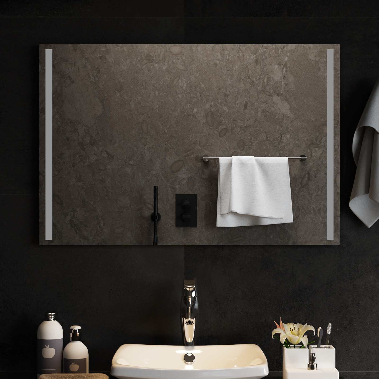 LED Badevindu med speil Gjennomsiktig 90 x 60 cm herdet glass