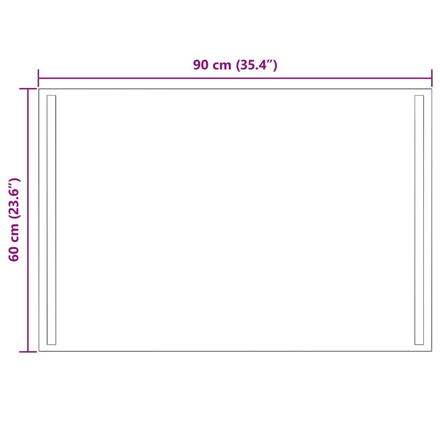 LED Badevindu med speil Gjennomsiktig 90 x 60 cm herdet glass