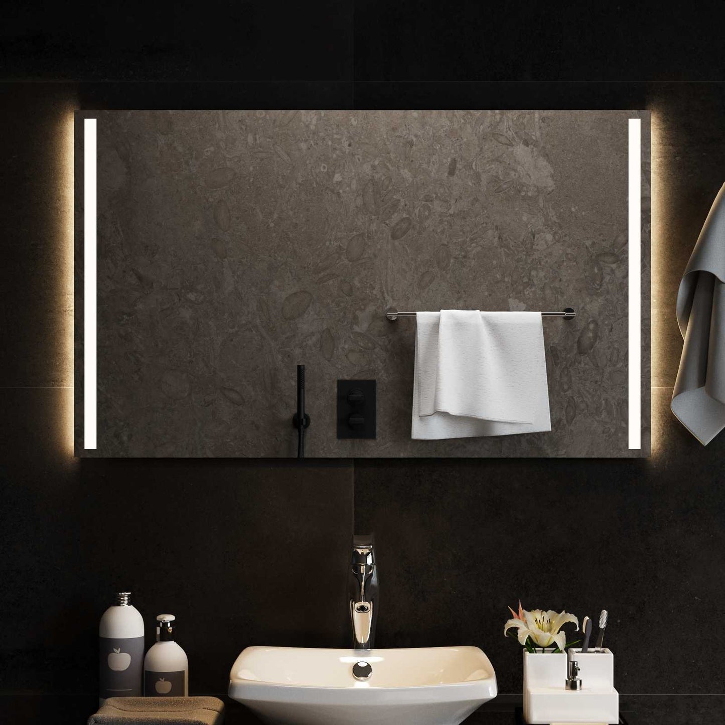 LED Badevindu med speil Gjennomsiktig 100 x 60 cm herdet glass