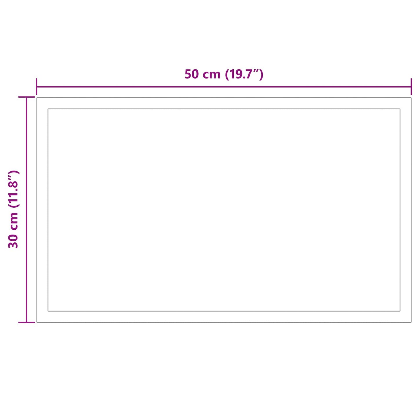 LED Badevindu med speil Gjennomsiktig 50 x 30 cm herdet glass