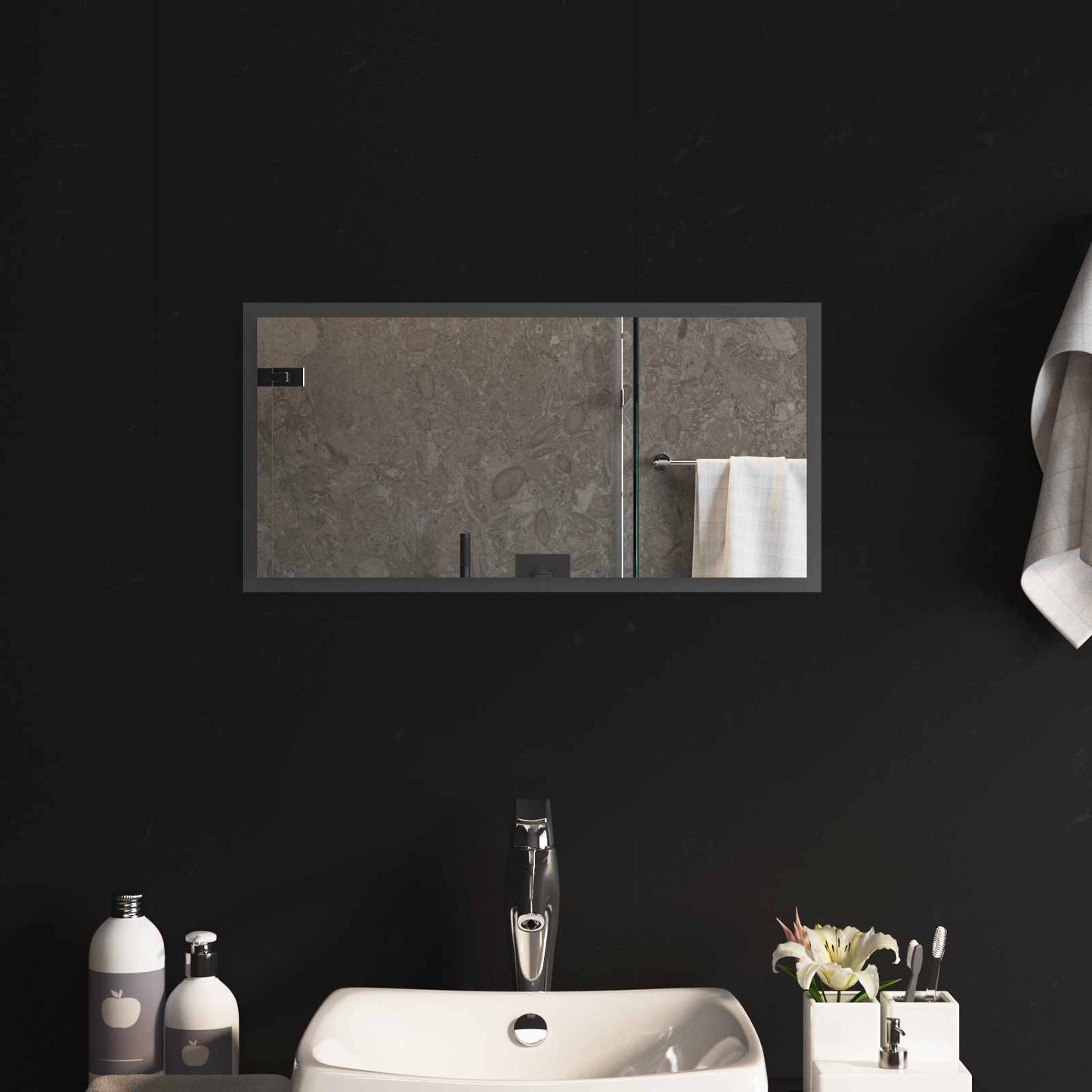 LED Badevindu med speil Gjennomsiktig 60 x 30 cm herdet glass