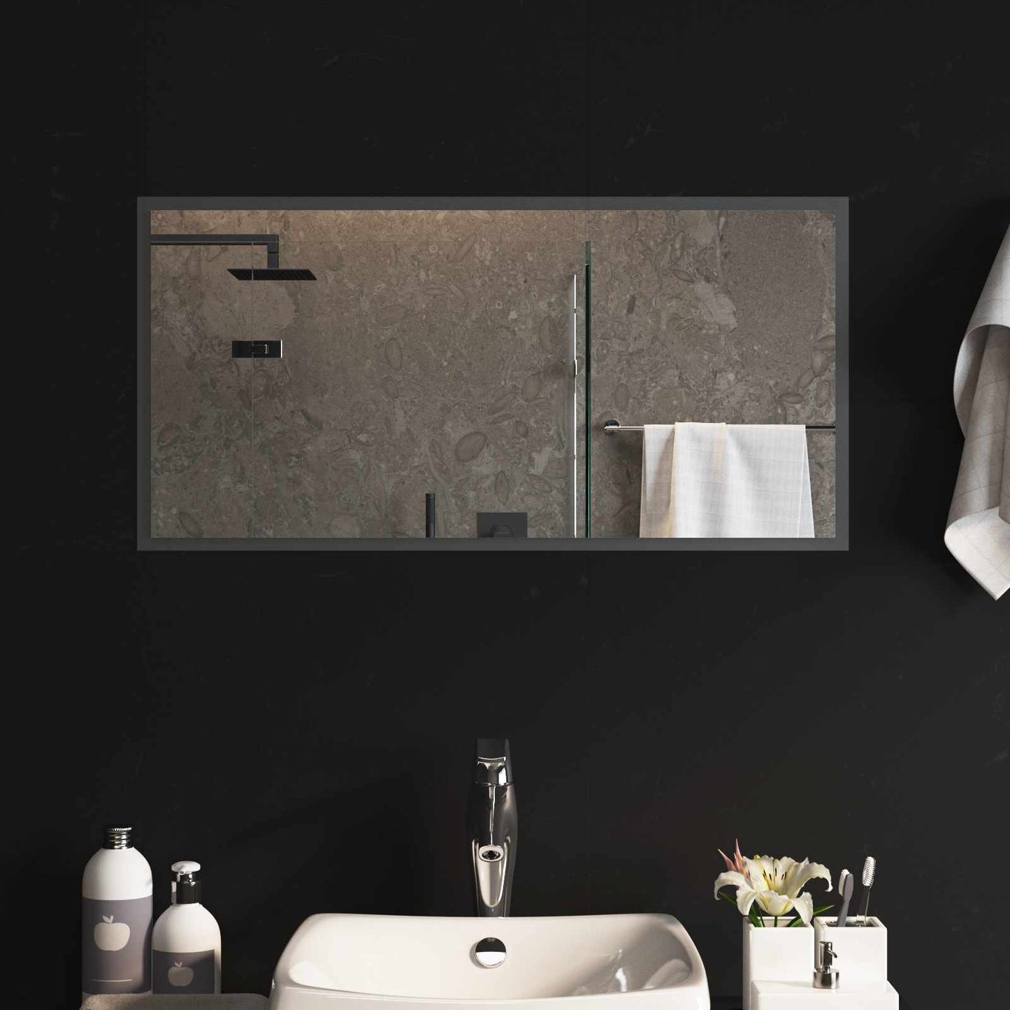 LED Badevindu med speil Gjennomsiktig 80 x 40 cm herdet glass