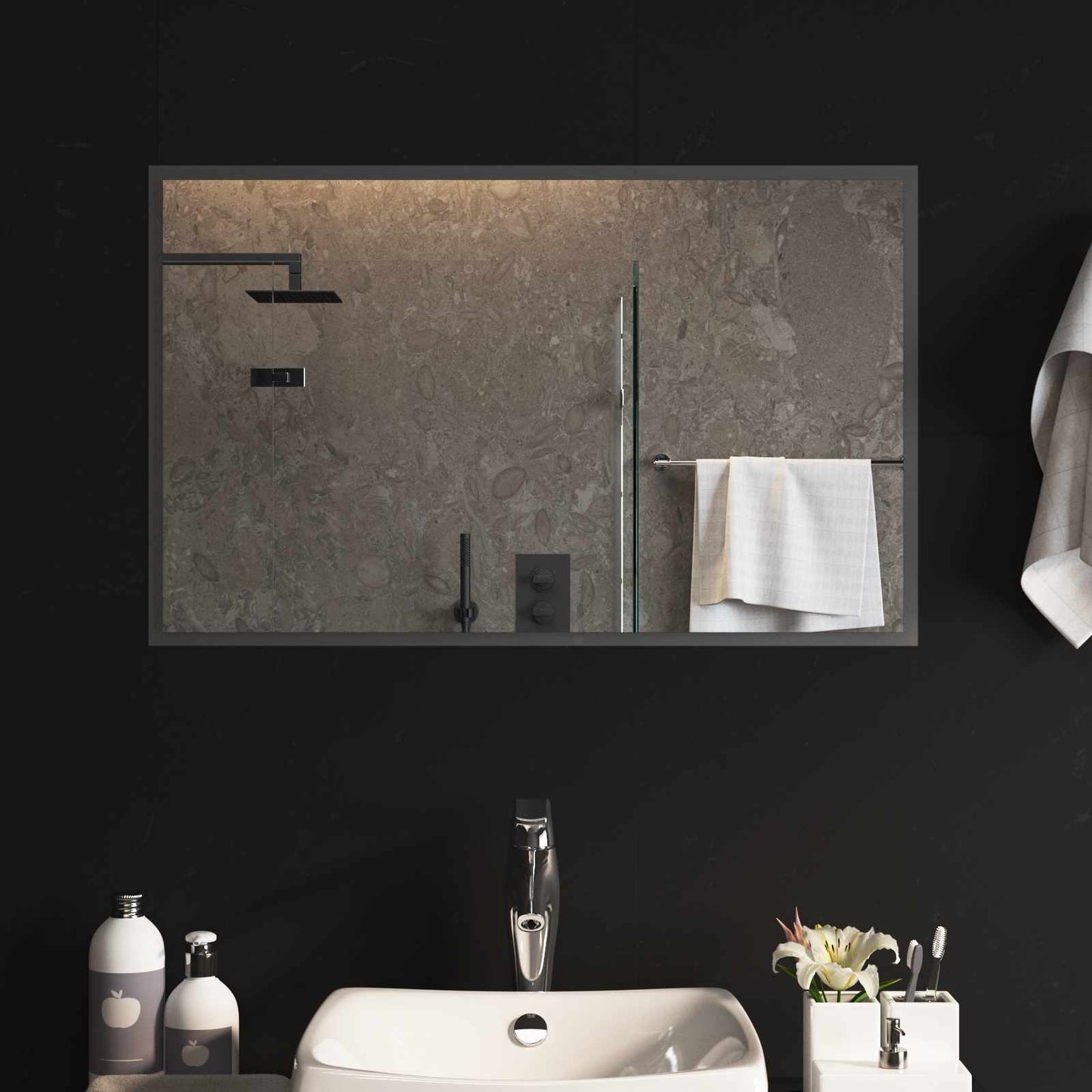 LED Badevindu med speil Gjennomsiktig 80 x 50 cm herdet glass