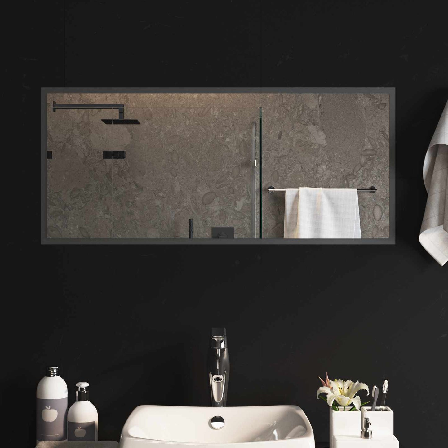 LED Badevindu med speil Gjennomsiktig 90 x 40 cm herdet glass