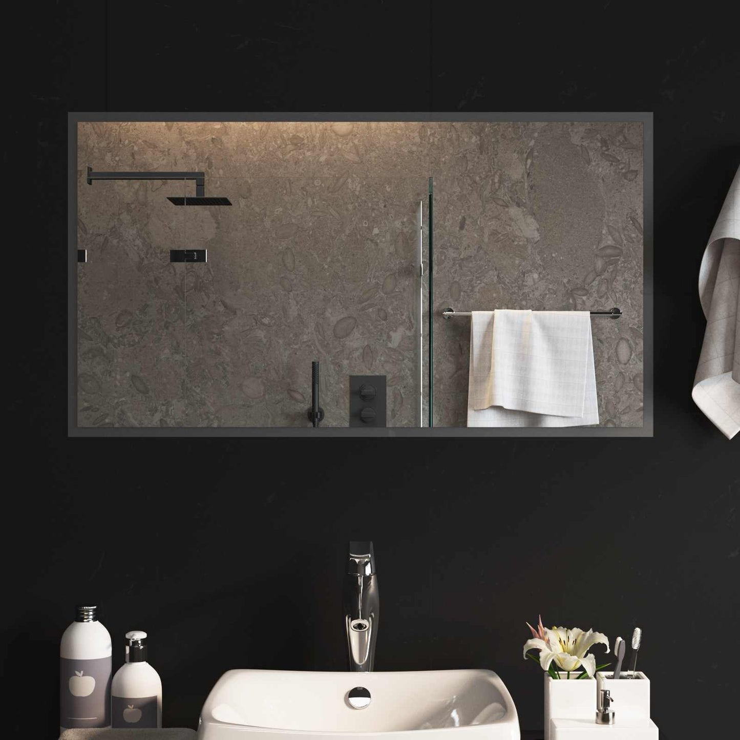 LED Badevindu med speil Gjennomsiktig 90 x 50 cm herdet glass