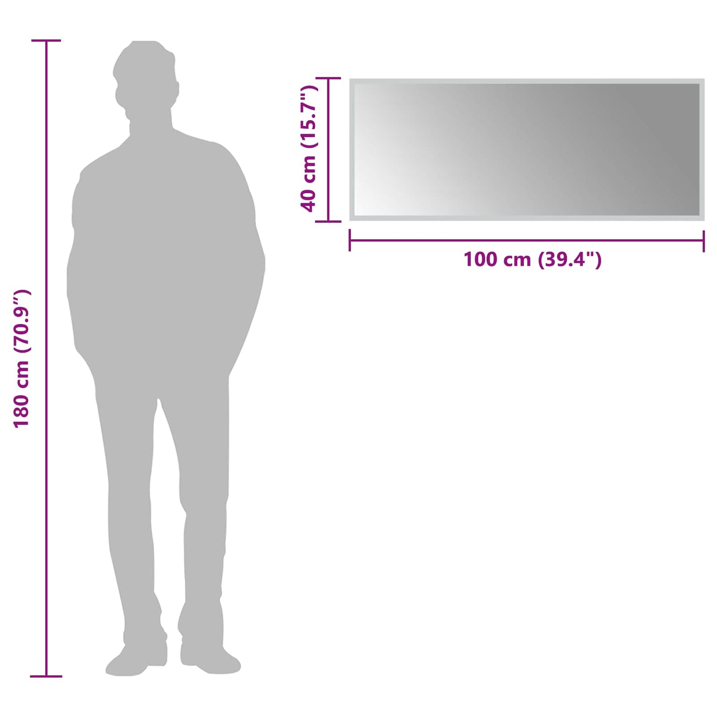 LED Badevindu med speil Gjennomsiktig 100 x 40 cm herdet glass