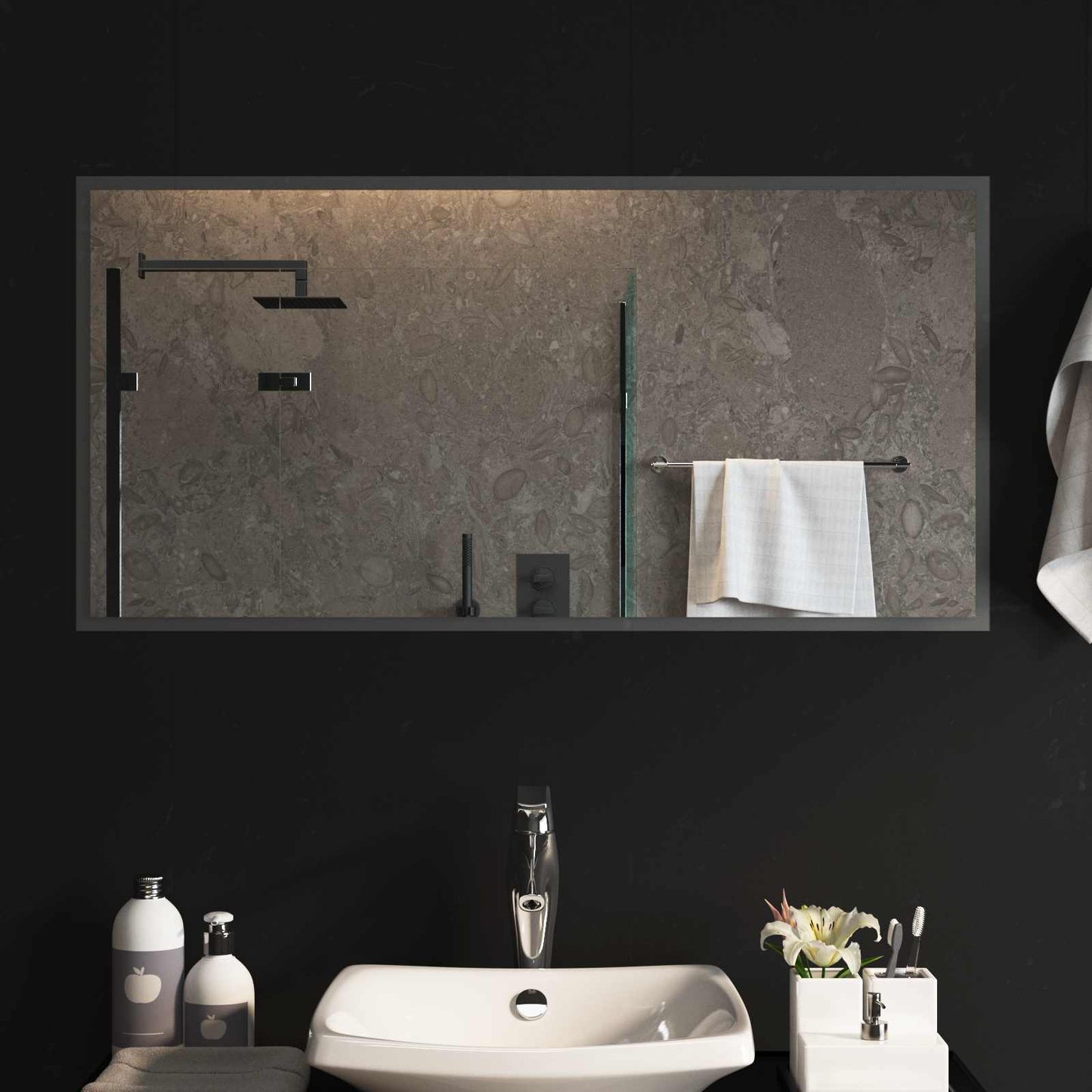 LED Badevindu med speil Gjennomsiktig 100 x 50 cm herdet glass