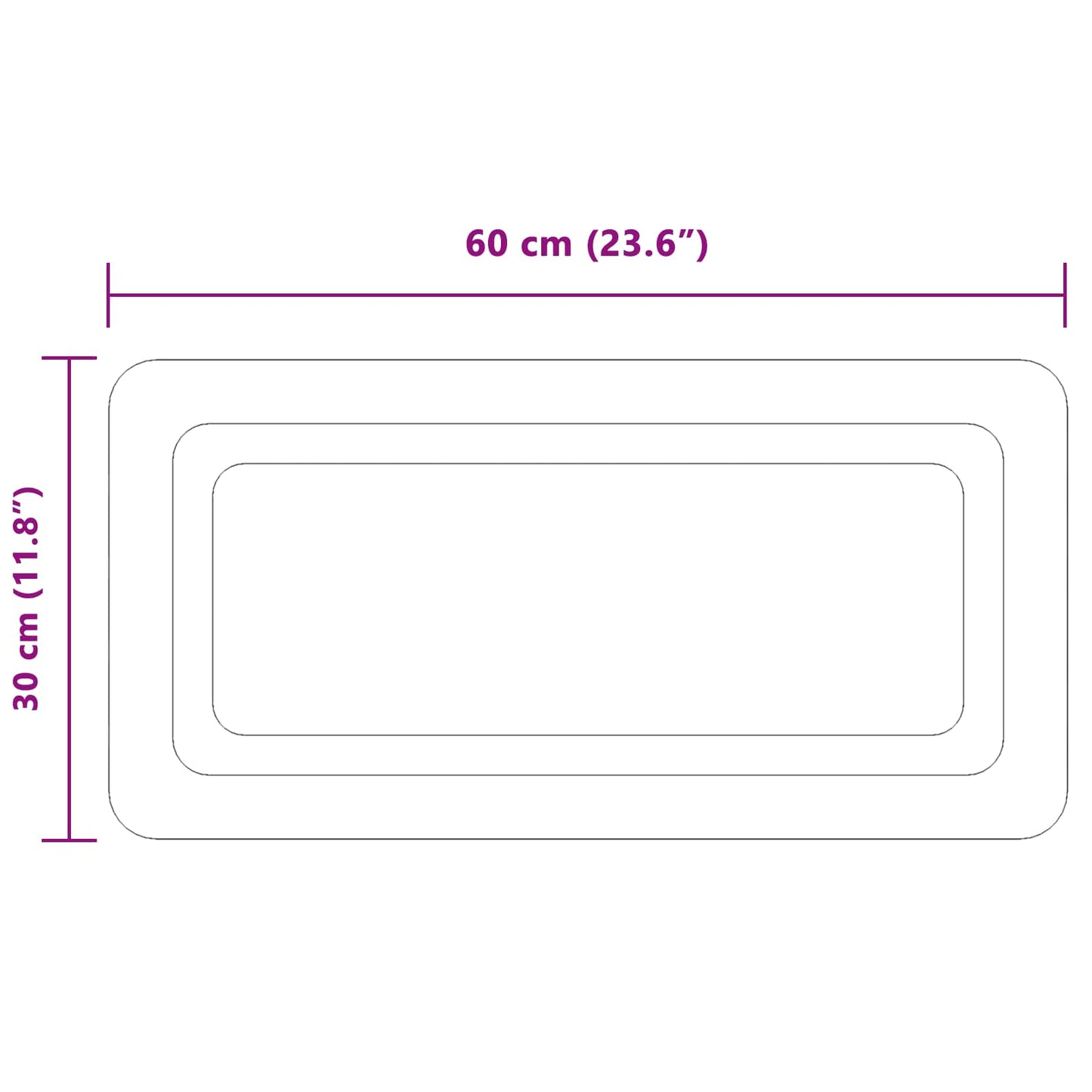 LED Badevindu med speil Gjennomsiktig 60 x 30 cm herdet glass