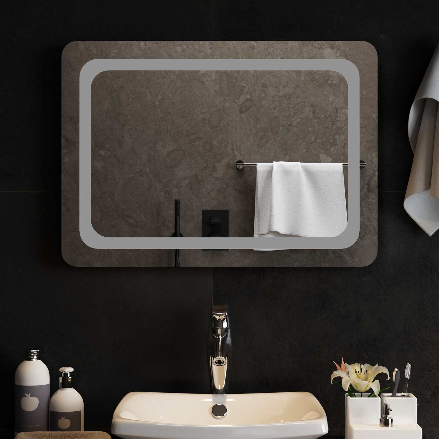 LED Badevindu med speil Gjennomsiktig 70 x 50 cm herdet glass