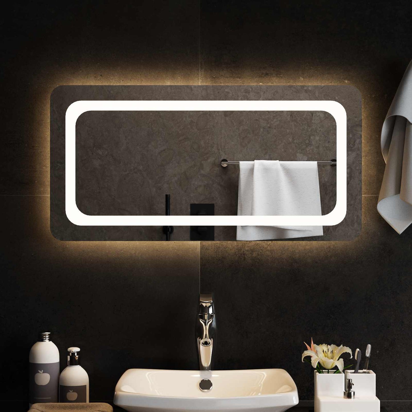 LED Badevindu med speil Gjennomsiktig 80 x 40 cm herdet glass