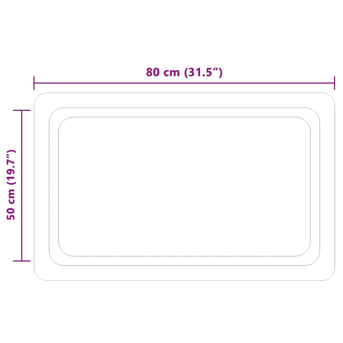 LED Badevindu med speil Gjennomsiktig 80 x 50 cm herdet glass