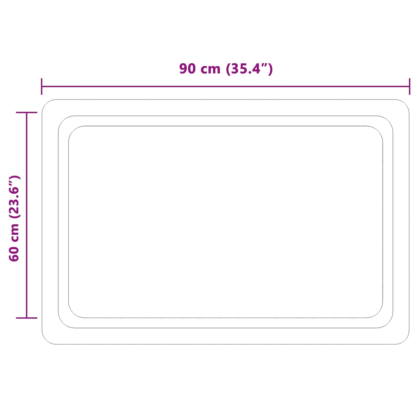 LED Badevindu med speil Gjennomsiktig 90 x 60 cm herdet glass