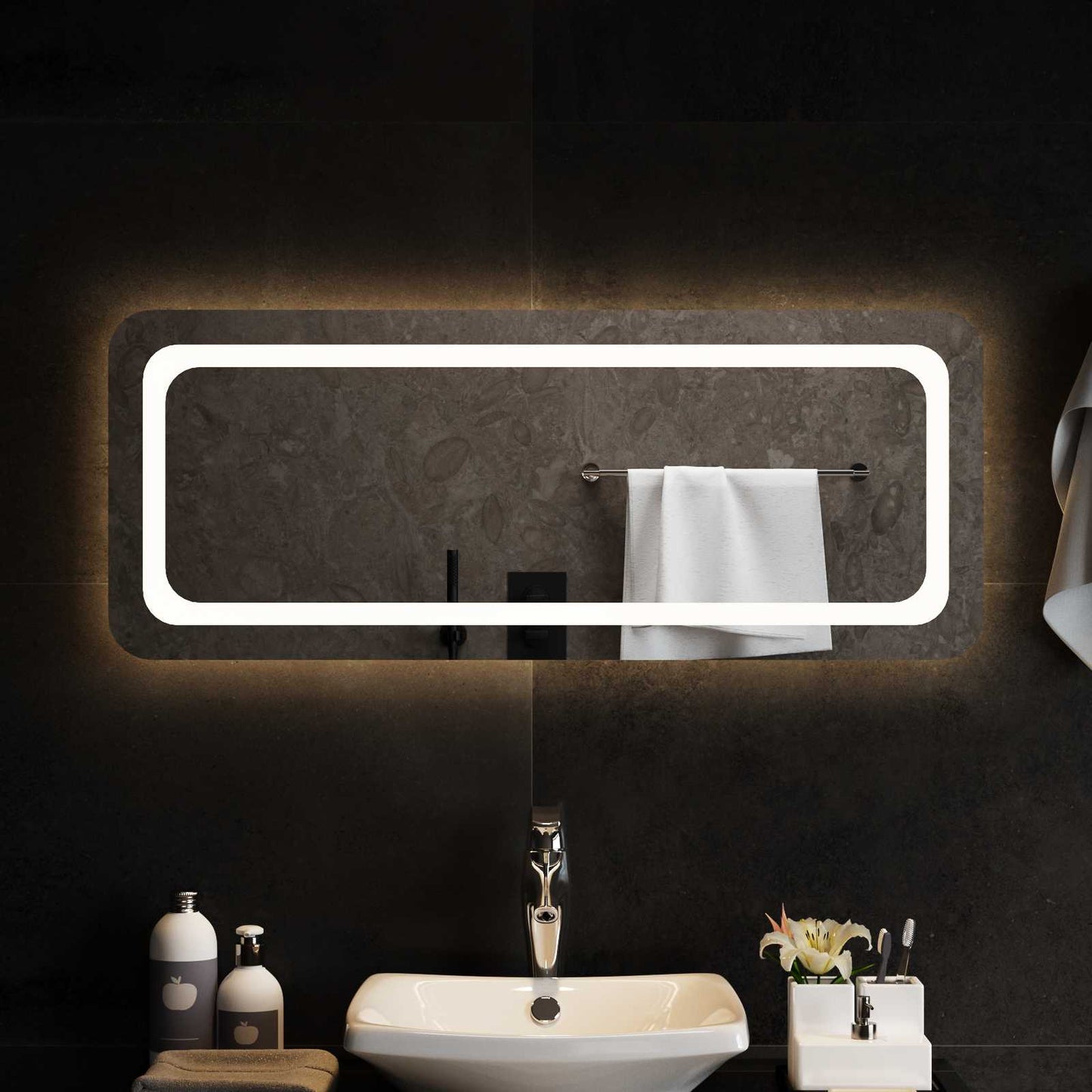LED Badevindu med speil Gjennomsiktig 100 x 40 cm herdet glass