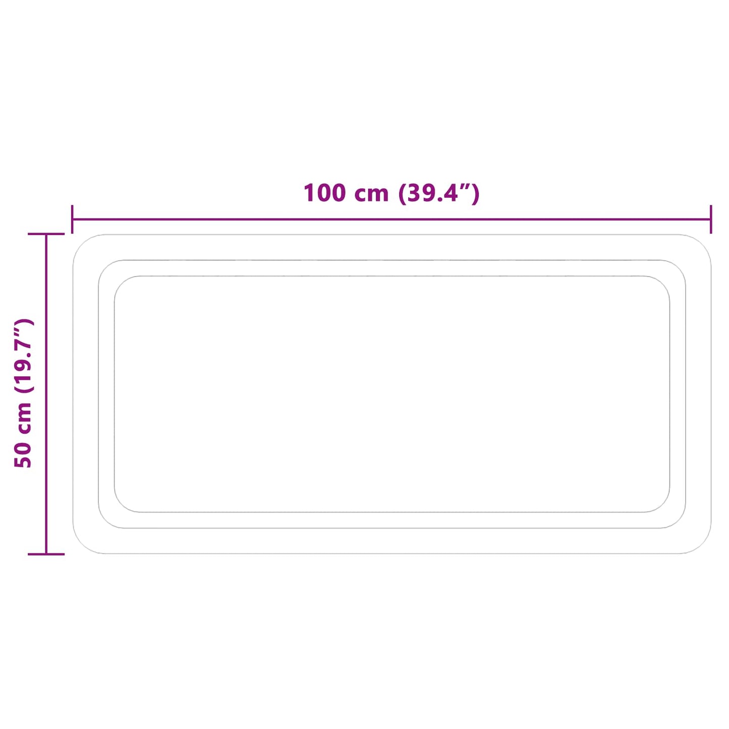 LED Badevindu med speil Gjennomsiktig 100 x 50 cm herdet glass
