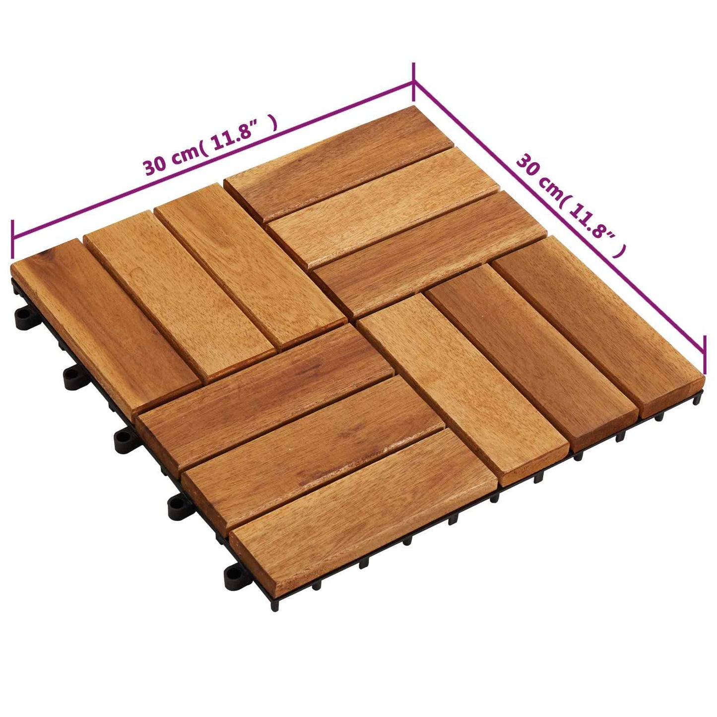 Terrasseflis 20 pcs Brun 30 x 30 cm Acacia Hardtre