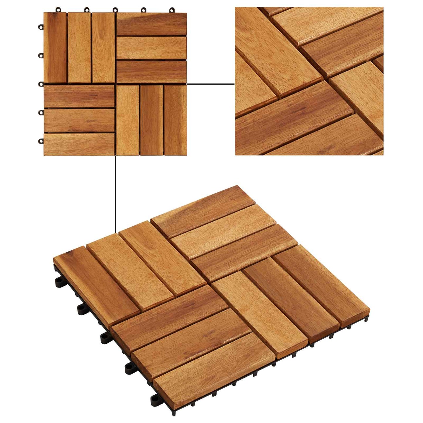 Terrasseflis 30 pcs Brun 30 x 30 cm Acacia Hardtre
