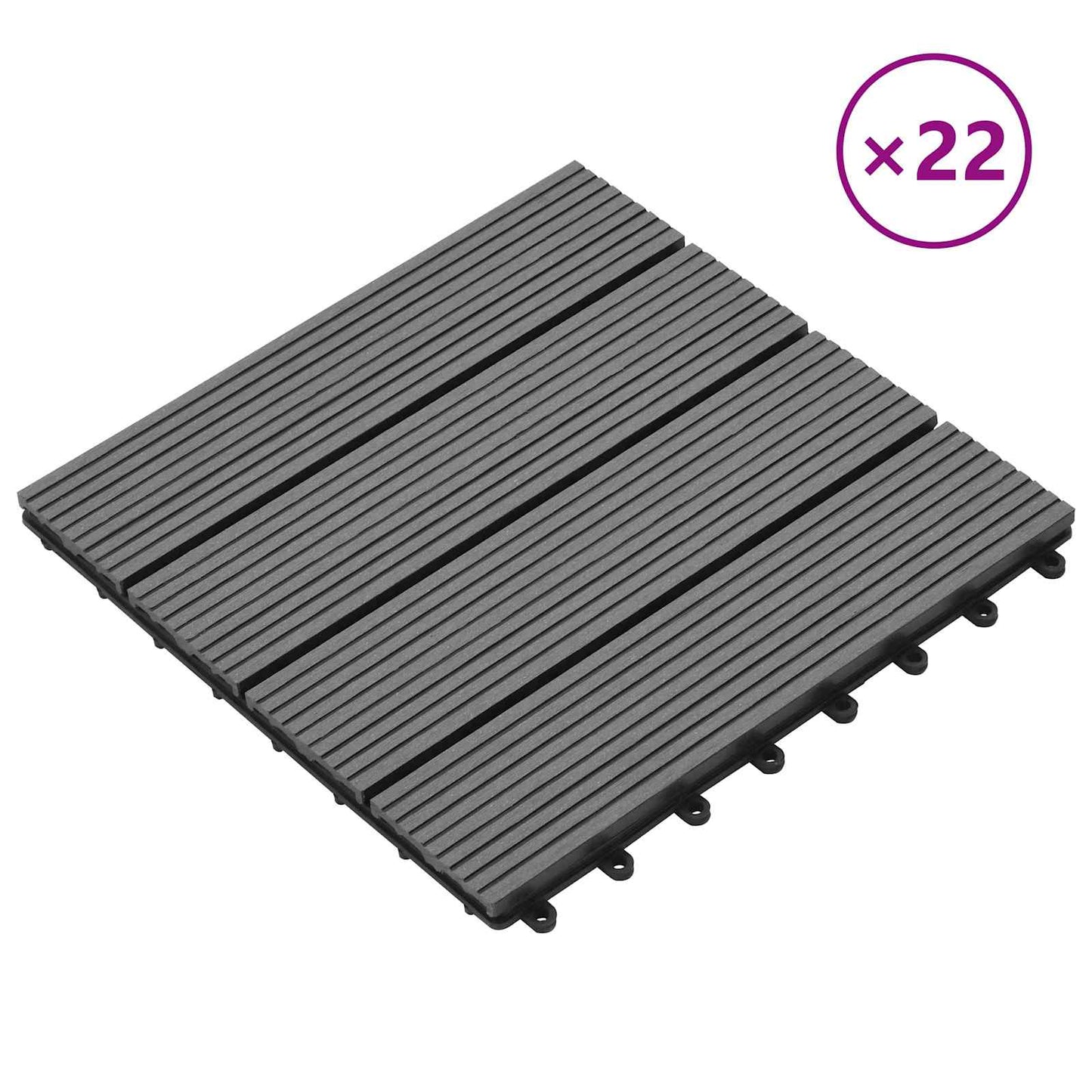 Terrasseflis 22 pcs Grå 30 x 30 cm WPC
