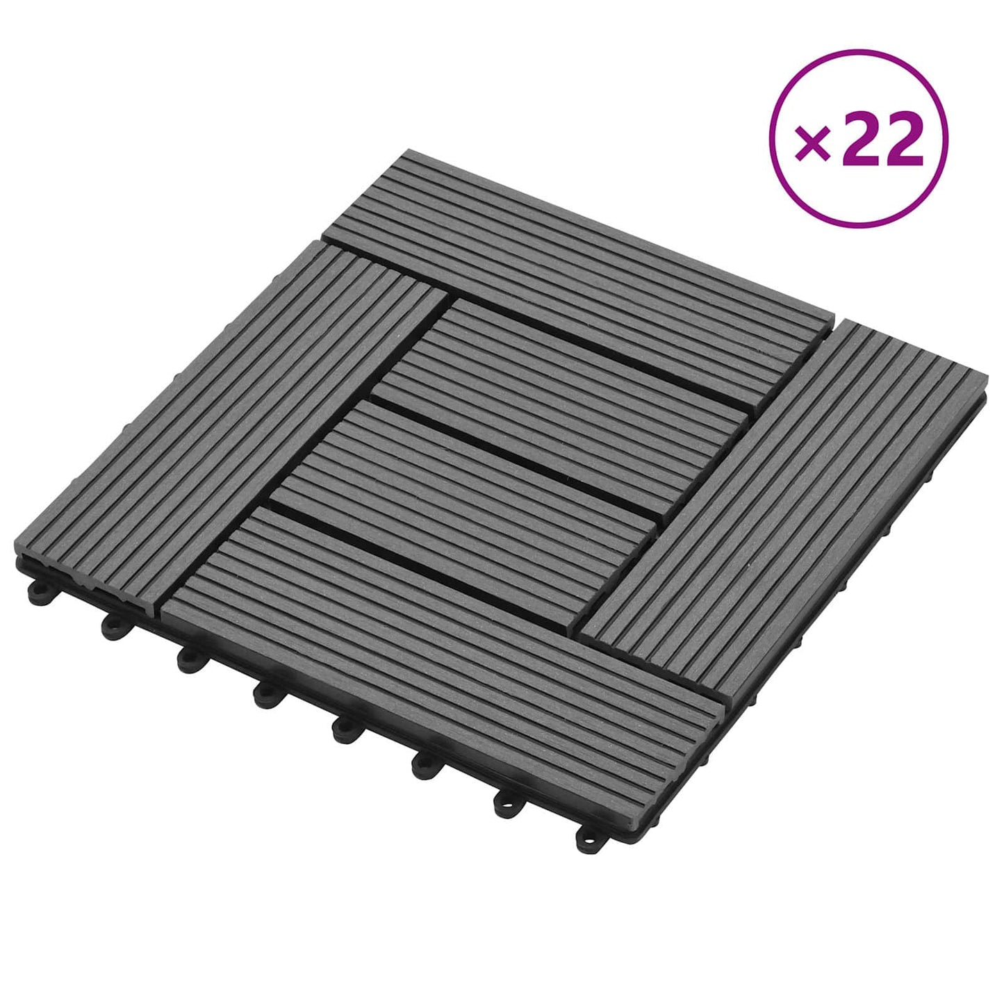 Terrasseflis 22 pcs Grå 30 x 30 cm WPC