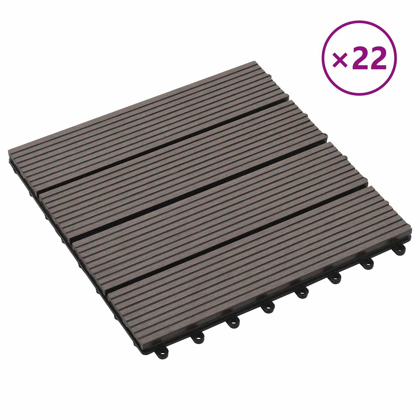 Terrasseflis 22 pcs Mørk brun 30 x 30 cm WPC