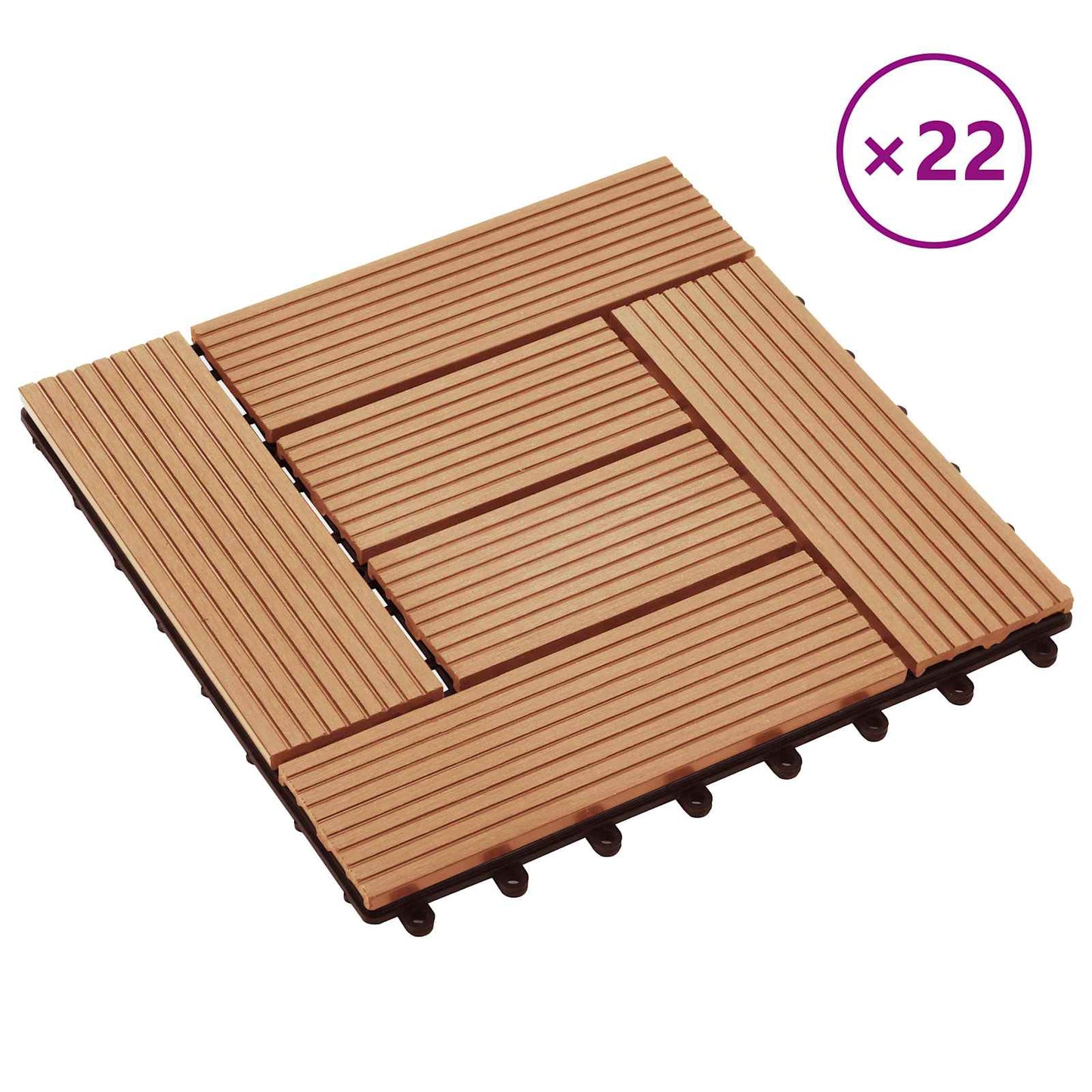 Terrasseflis 22 pcs teak 30 x 30 cm WPC