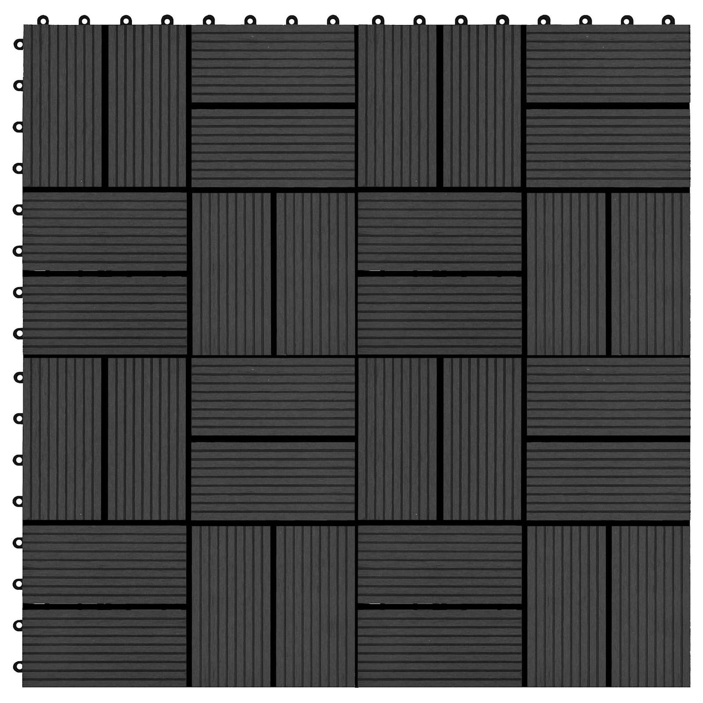 Terrasseflis 22 pcs Svart 30 x 30 cm WPC