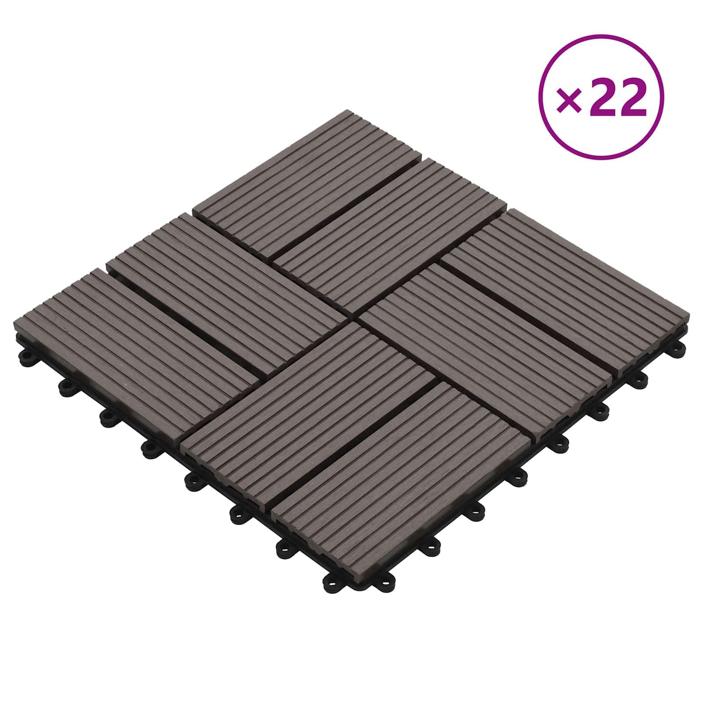 Terrasseflis 22 pcs Mørk brun 30 x 30 cm WPC