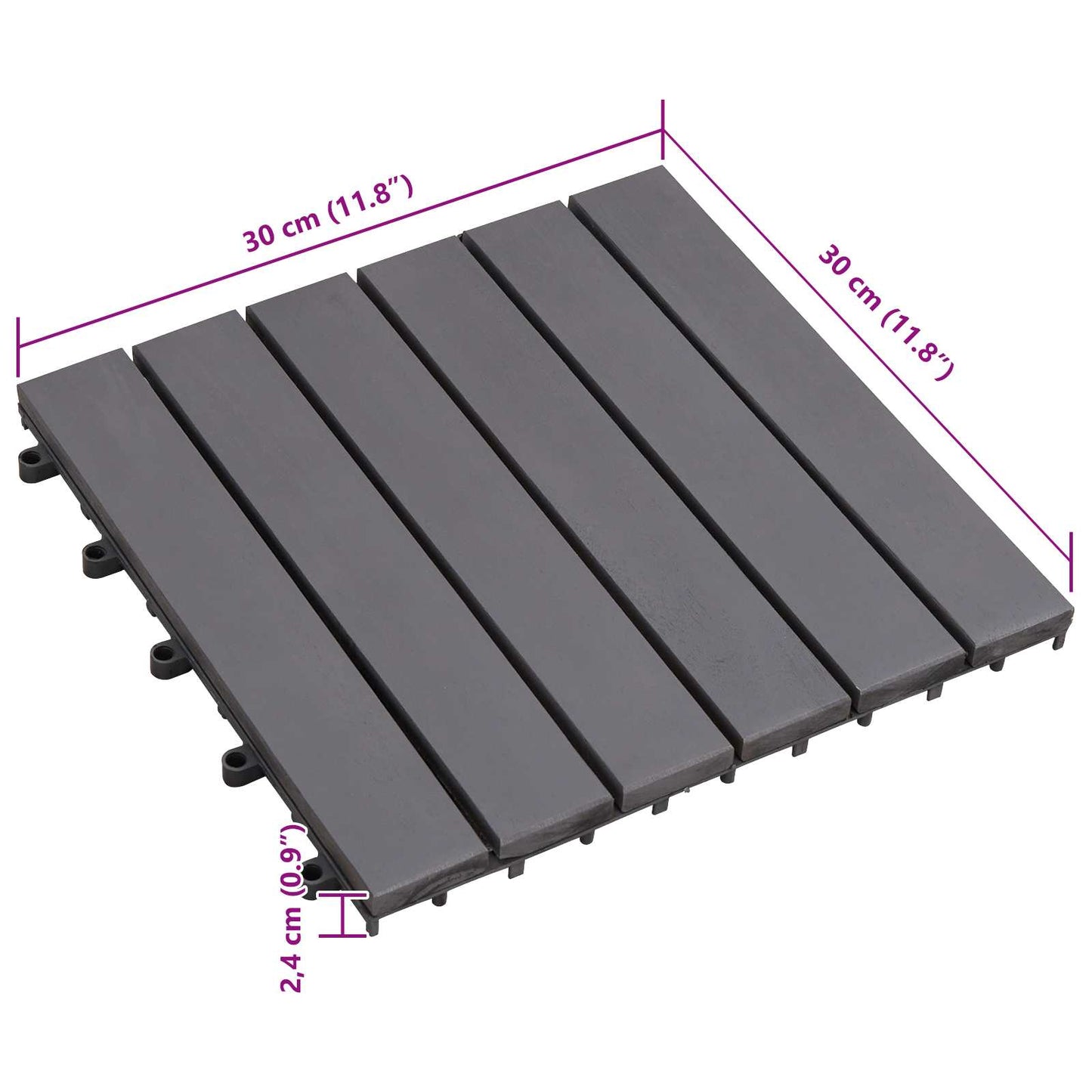 Terrasseflis 30 pcs Grå 30 x 30 cm Acacia Hardtre