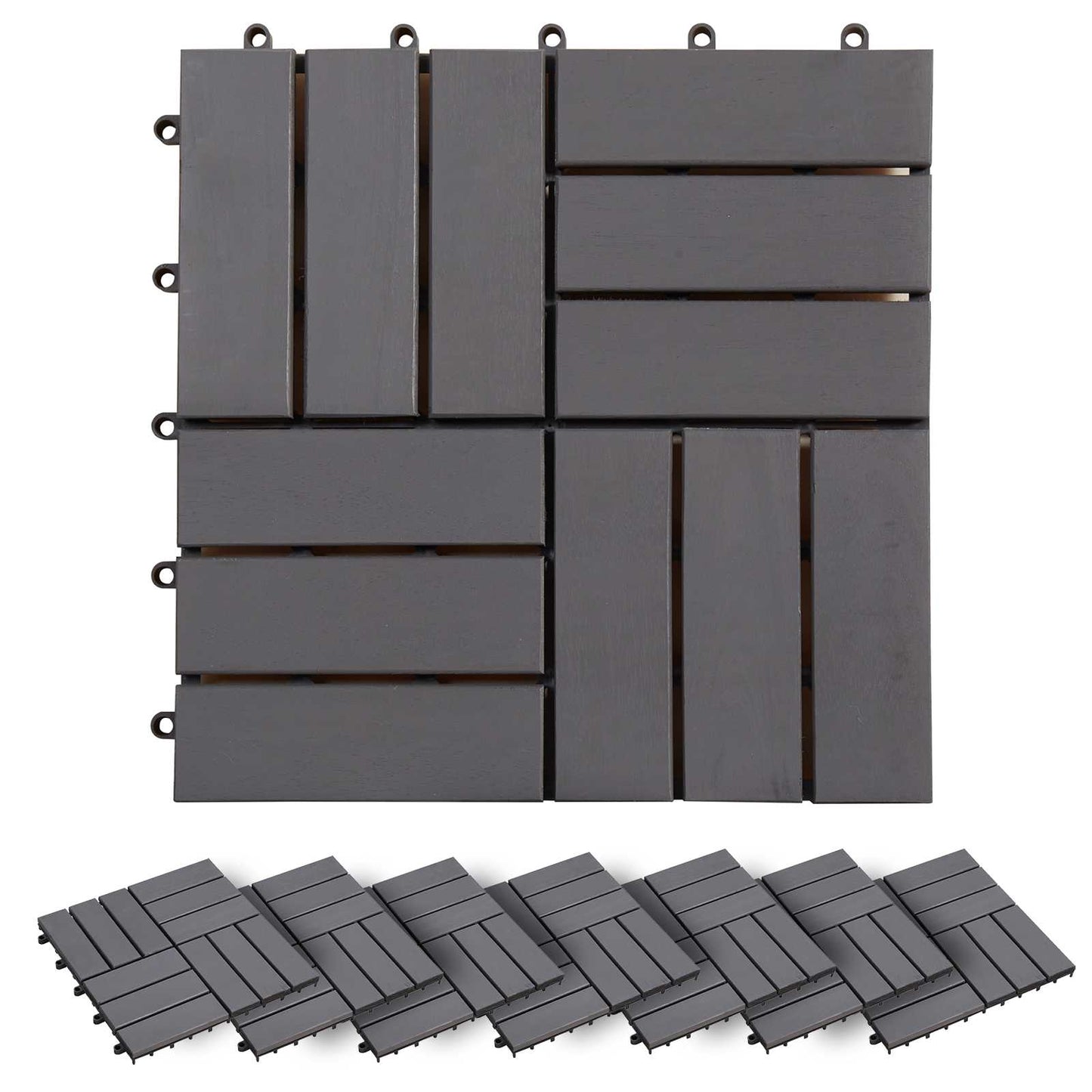 Terrasseflis 30 pcs Grå 30 x 30 cm Acacia Hardtre