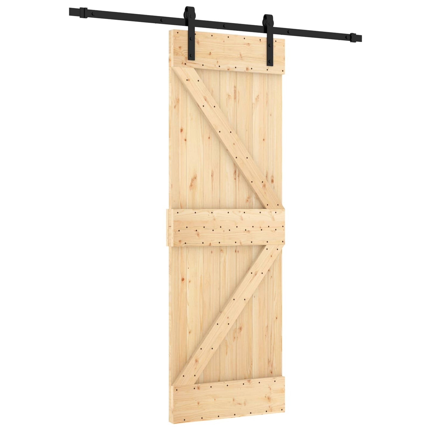 Skyvedør Naturlig og svart 70 x 210 cm Massiv Furu Tre