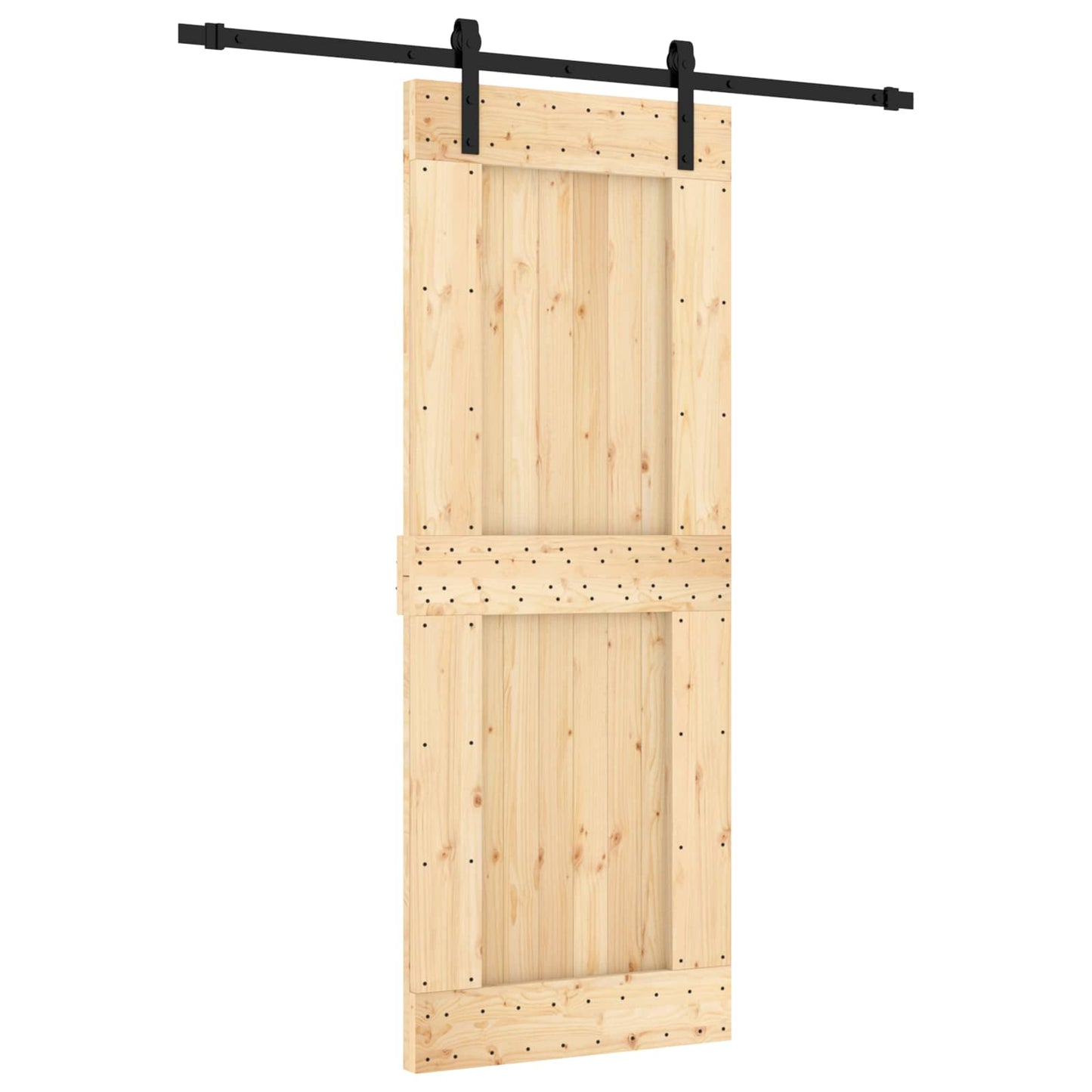 Skyvedør Naturlig og svart 80 x 210 cm Massiv Furu Tre